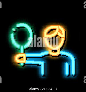 Tennis Player Man neon glow icon illustration Stock Vector