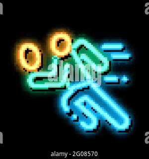 Run Tennis Player neon glow icon illustration Stock Vector