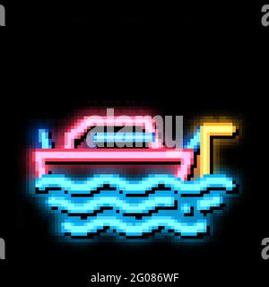 Fishing Ship neon glow icon illustration Stock Vector