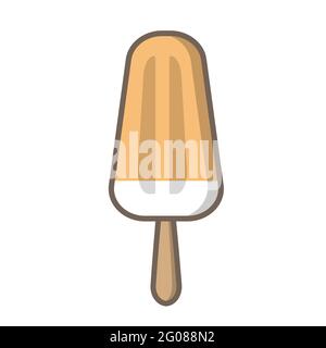 Ice cream icon simple vector flat outline logo design. Colorful yellow and white vanilla milk banana ice cream. Vector illustration. Vector hand drawn illustration Stock Vector