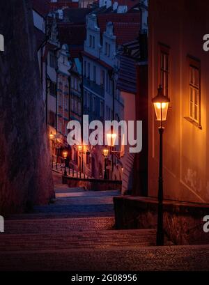 The old stairs leading to the castle, Prague, Czech Republic Stock Photo