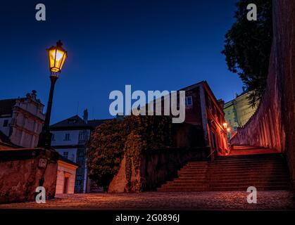 The old stairs leading to the castle, Prague, Czech Republic Stock Photo