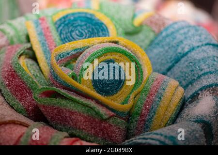 Snail jelly candies textured background Stock Photo