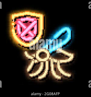 Mosquito Shield neon glow icon illustration Stock Vector