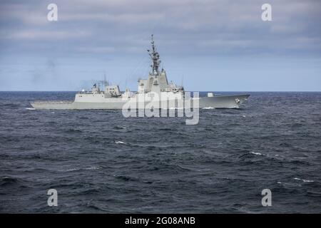 The Spanish Alvaro de Bazan Class frigate Cristobal Colon Stock Photo