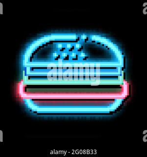 Hamburger Food neon glow icon illustration Stock Vector