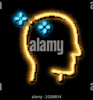 Baldheaded Man neon glow icon illustration Stock Vector