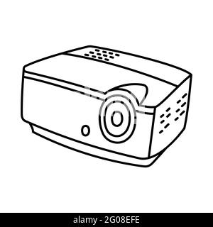 Infocus Projector as Telecommunication Equipment Hand Drawn Icon Set Vector. Stock Vector