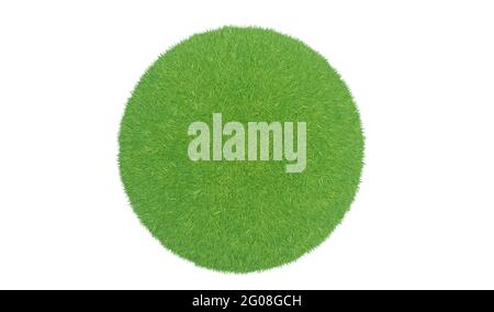 3d rendering. Green grass ball isolated on white background. Stock Photo