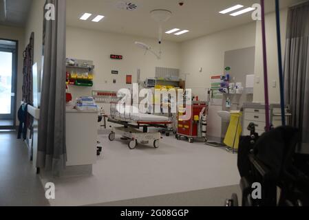 GREYMOUTH, NEW ZEALAND, January 19, 2021: The emergency room awaits patients at the Te Nikau Hospital building in Greymouth, New Zealand, January 19, Stock Photo