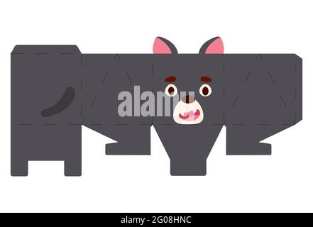 Party favor box tasmanian devil design for sweets, candies, presents, bakery. Package template, great design for any purposes, birthdays, baby showers Stock Vector