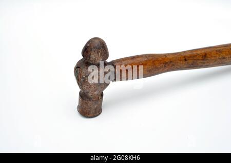 Old classic hammer on white background Stock Photo