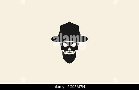 vintage head skull pirates with beard logo symbol vector icon illustration graphic design Stock Vector