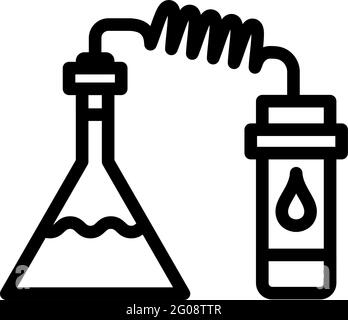 Icon Of Chemistry Reaction With Two Flask. Editable Bold Outline Design. Vector Illustration. Stock Vector