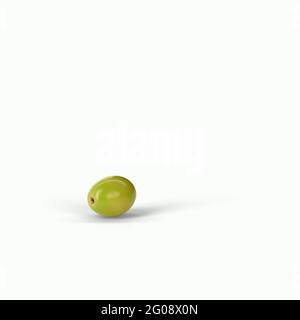 Realistic green olives on a branch isolated white background. 3d ...