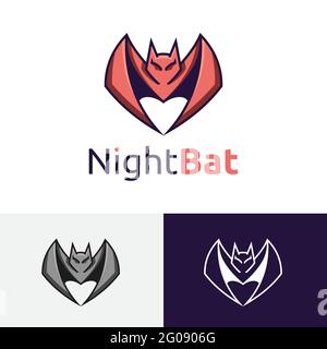 Night Bat Flying Animal Games Fun Logo Symbol Stock Vector