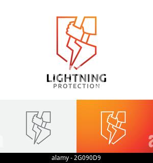 Lightning Protection Shield Safety Power Energy Line Logo Stock Vector
