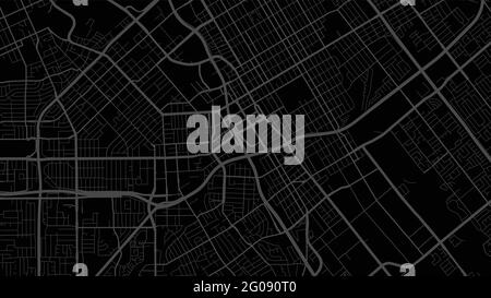 Black and dark grey San Jose city area vector background map, streets and water cartography illustration. Widescreen proportion, digital flat design s Stock Vector
