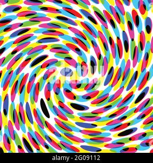 A close up af a color halftone image in vector with twirl. Looks like confetti. Stock Vector