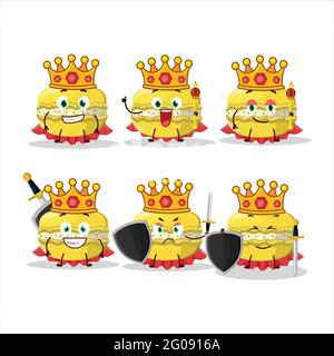 A Charismatic King mango macaron cartoon character wearing a gold crown. Vector illustration Stock Vector