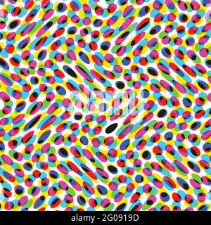 A close up af a color halftone image in vector with waves. Looks like confetti. Stock Vector