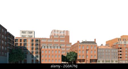 3D illustration cityscape isolated on white background Stock Photo - Alamy
