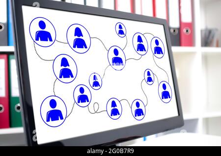 Social network concept shown on a computer screen Stock Photo