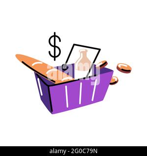 Full basket. Vector icon in bold line style Stock Vector