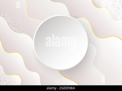 Wavy abstract vector background with shadow and round banner. Stock Vector