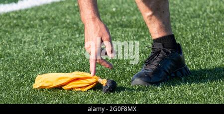 American Football Referee throwing a Penalty Flag , USA Stock Photo - Alamy