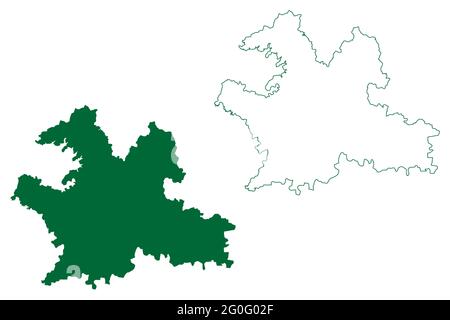 Solapur district (Maharashtra State, Pune Division, Republic of India) map vector illustration, scribble sketch Solapur map Stock Vector