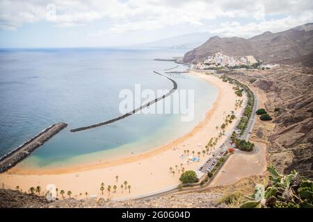 Beautiful panoramic view of Playa de las Teresitas in tenerife, one of the most popular beaches of the Canary islands Stock Photo