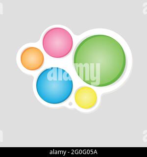 Simple dimple antistress. Endless bubble wrap. Rainbow square pop it. Simple dimple vector illustration. Stock Vector