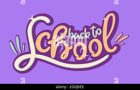 Back to school lettering in cartoon style. Beautiful hand drawn calligraphy. Stock Vector