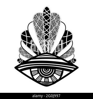 All Seeing Eye. Providence magic symbol in boho style. Astrology, occult and tribal, esoteric and alchemy sign. Vector Stock Vector