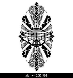 All Seeing Eye. Providence magic symbol in boho style. Astrology, occult and tribal, esoteric and alchemy sign. Vector Stock Vector
