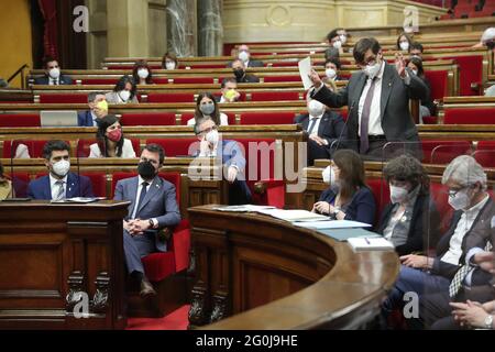 Barcelona, Spain. 02nd June, 2021. at the first control session in the Plenary of the Catalan Government at the Palau de la Generalitat, Barcelona, Wednesday June 2, 2021 JGS/Cordon Press. Credit: CORDON PRESS/Alamy Live News Stock Photo