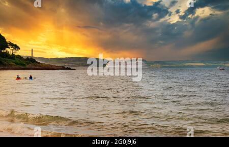 The Crystal Symphony cruise liner leaving Belfast Lough, passing Helen's Bay near Bangor, County Down, Northern Ireland Stock Photo