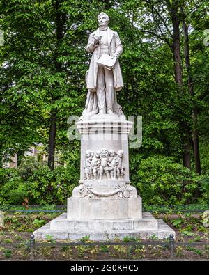Albert Lortzing memorial in Tiergarten public park  in late Spring, Mitte Berlin, Germany Stock Photo