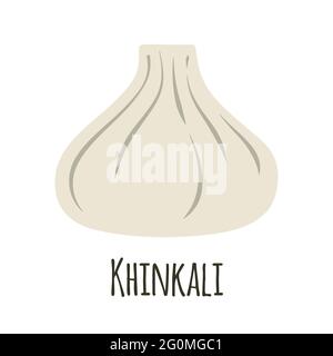 Khinkali vector illustration. Traditional Georgian dumpling, flat style drawing. Stock Vector