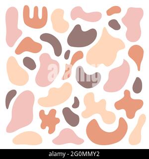 Hand drawn boho set of abstract shape, splash elements. Doodle sketch style. Isolated vector illustration for brush, design elements, background. Stock Vector