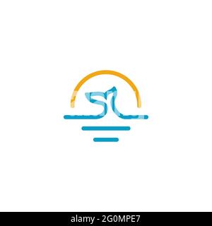 whale beach sun Stock Vector