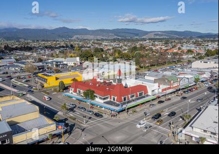 LEVIN, NEW ZEALAND - May 26, 2021: Aerial shots of Levin, a small city in the Horowhenua region of New Zealand Stock Photo