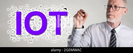 Iot concept drawn by a businessman Stock Photo