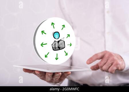 Choice concept above a tablet held by a man in background Stock Photo