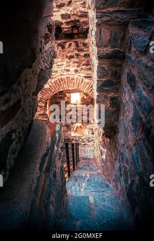 Stone interior of the old Ram fortress in Serbia Stock Photo