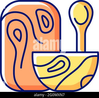 Wooden tableware RGB color icon Stock Vector