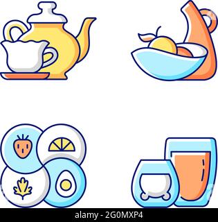 Trendy kitchenware RGB color icons set Stock Vector