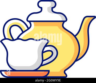 Vintage style tableware RGB color icon Stock Vector