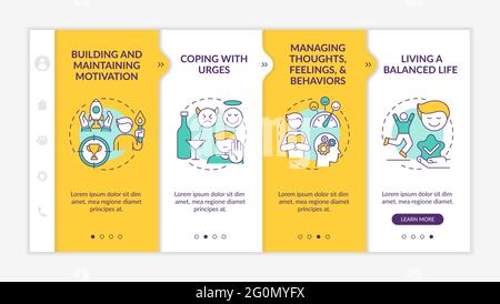 Addiction recovery steps onboarding vector template Stock Vector